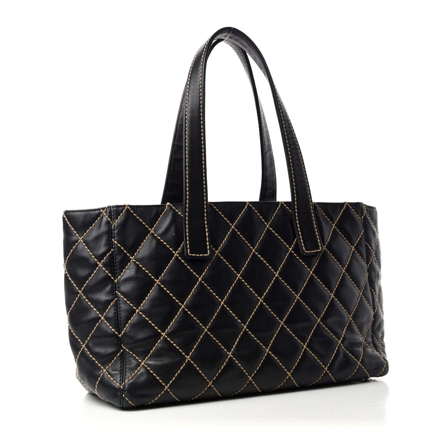 Chanel Calfskin Contrast Stitch Surpique Tote Black 3 of 15