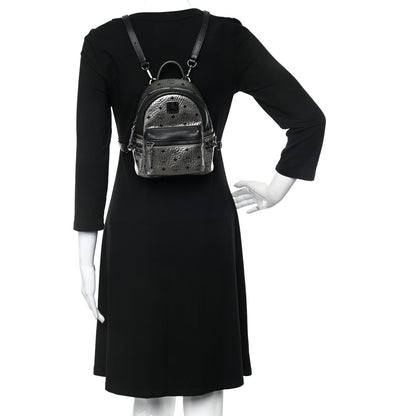 MCM Metallic Visetos Studded X-Mini Bebe Boo Backpack Silver 2 of 12