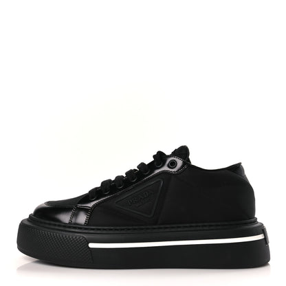 Prada Re-Nylon Spazzolato Rubber Triangle Logo Macro Quilted Womens 45mm Platform Sneakers 39 Black 1 of 8