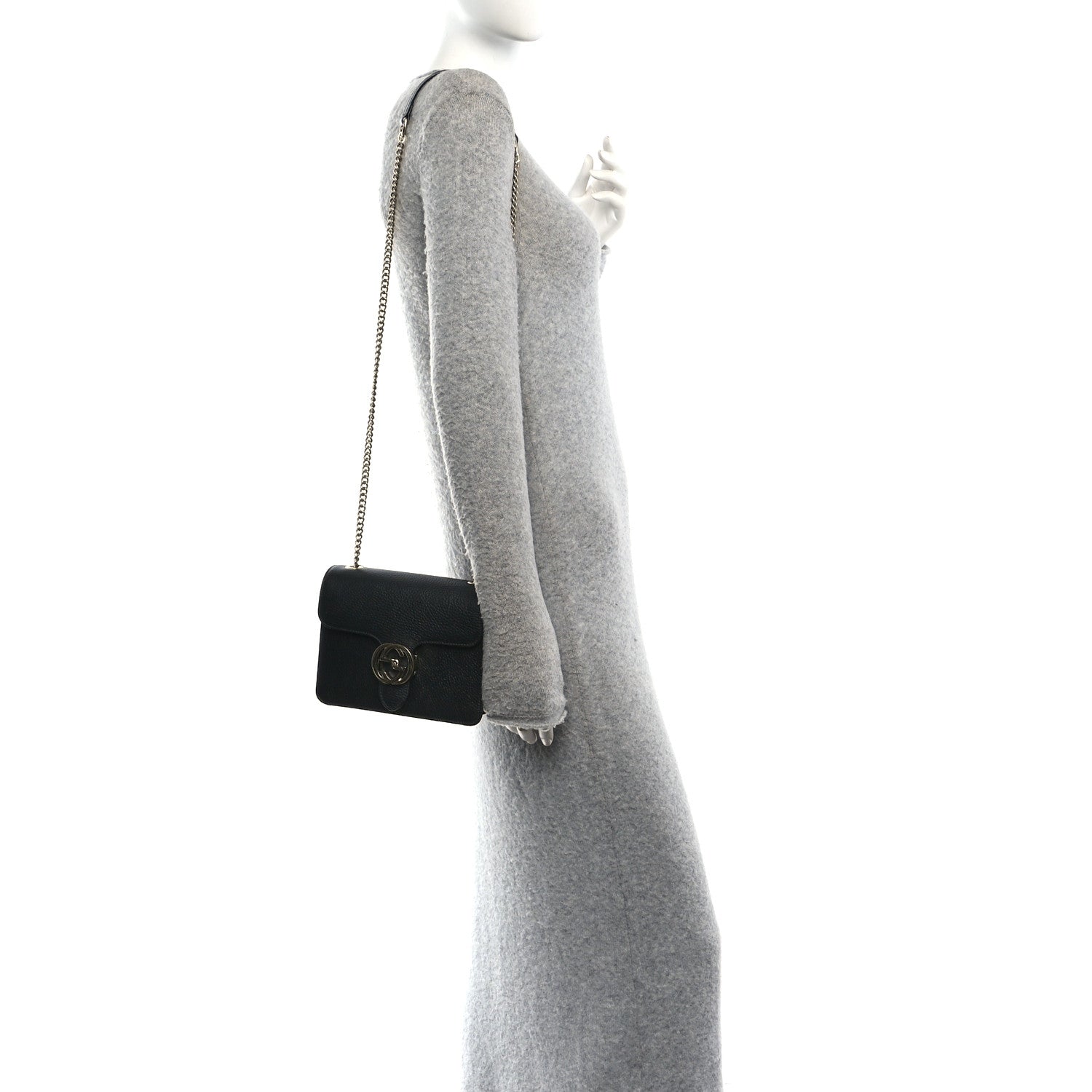 Gucci Dollar Calfskin Small Interlocking G Shoulder Bag Black Black 2 of 11