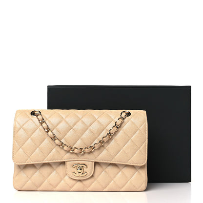 Chanel Iridescent Caviar Quilted Medium Double Flap Beige 11 of 11