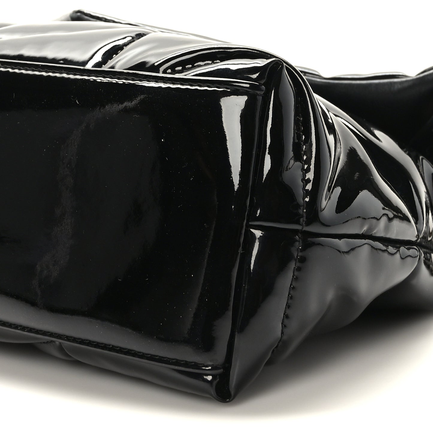 Patent Quilted Small Loulou Puffer Monogram Chain Satchel Black