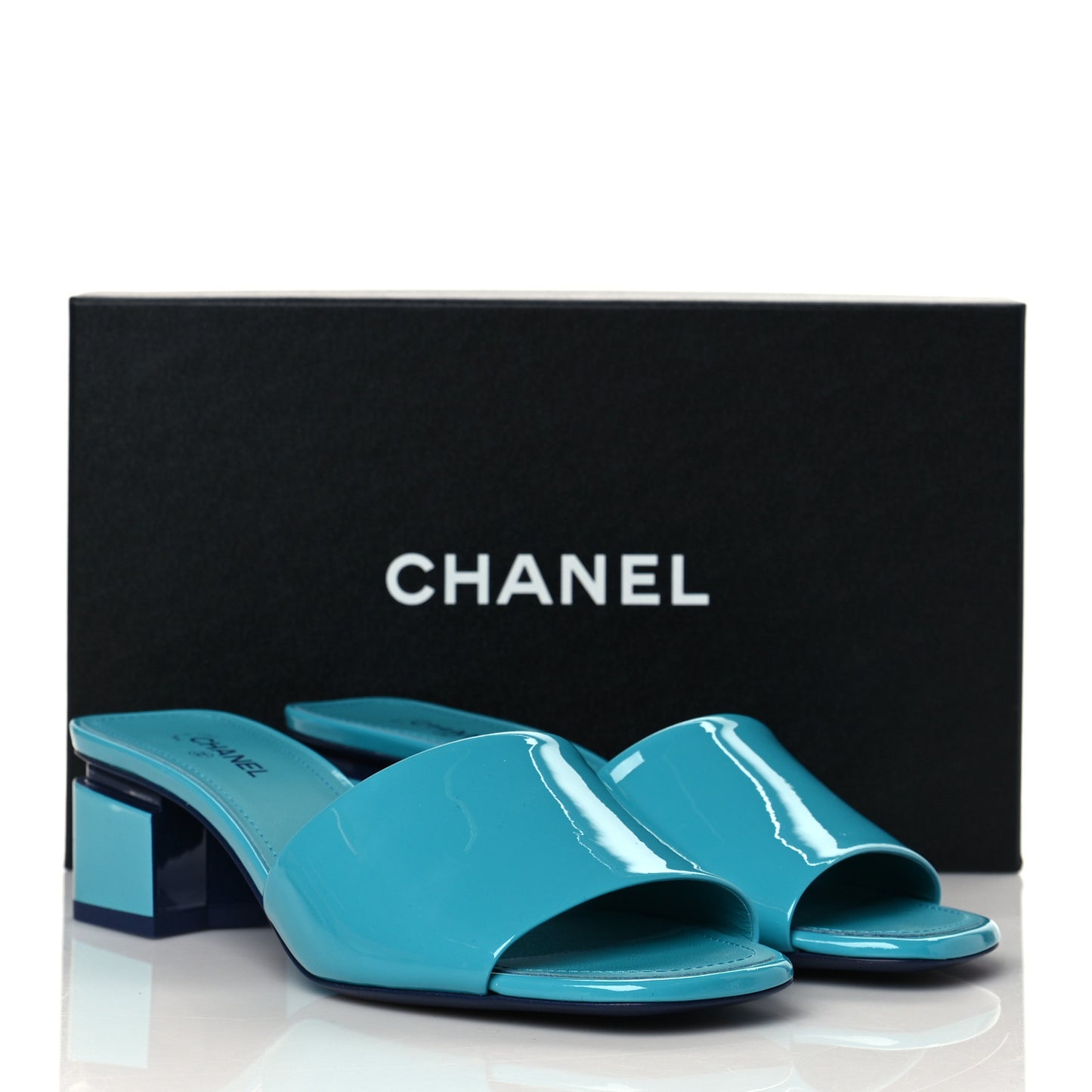 Patent CC Mules 38.5 Dark Blue Light Blue