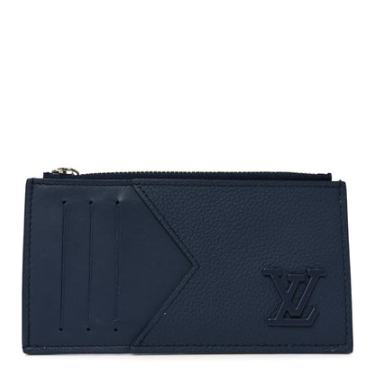 Louis Vuitton Calfskin Aerogram Coin Card Holder Navy Blue 1 of 6