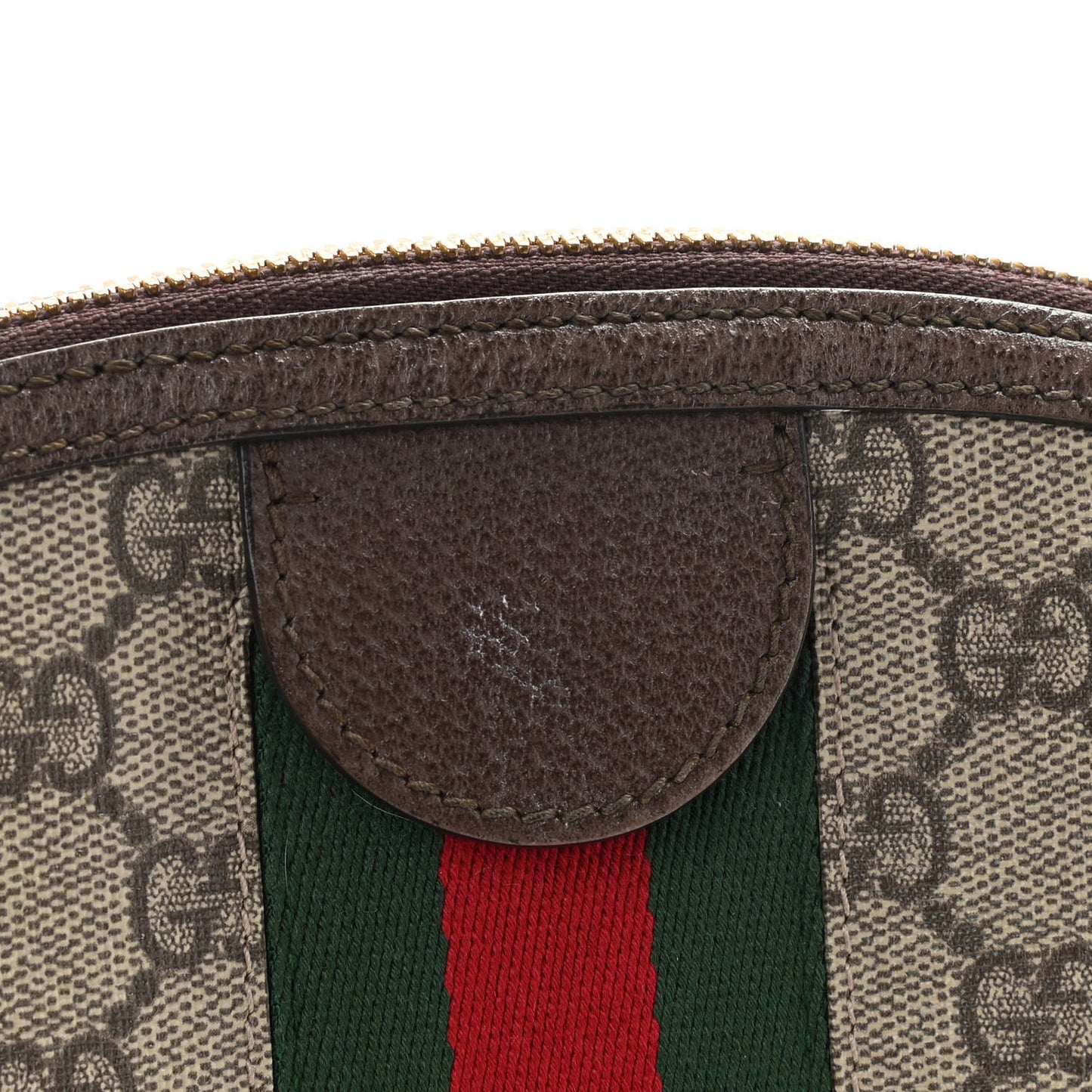 GG Supreme Monogram Textured Dollar Calfskin Web Small Ophidia Dome Shoulder Bag Beige Ebony New Acero