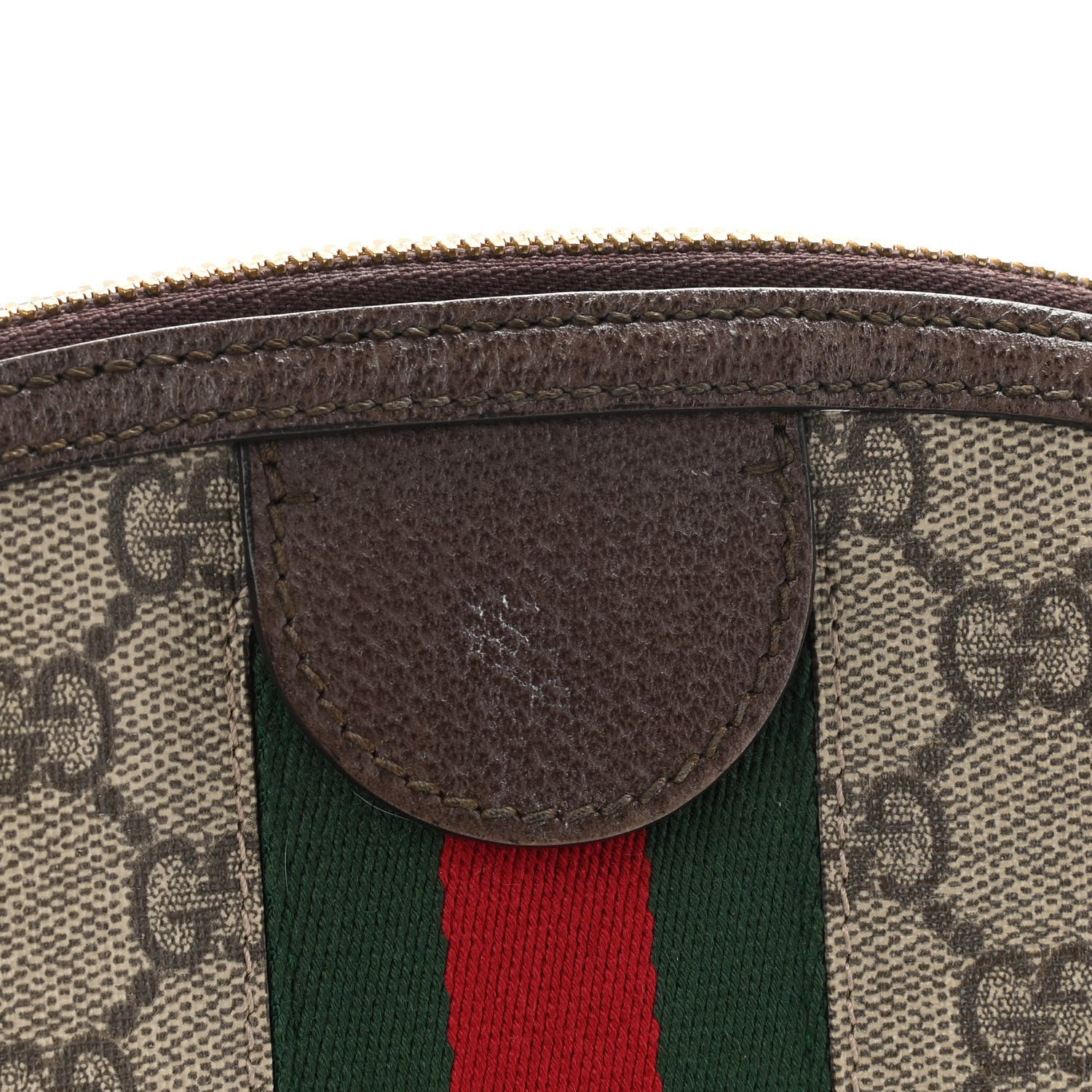 Gucci GG Supreme Monogram Textured Dollar Calfskin Web Small Ophidia Dome Shoulder Bag Beige Ebony New Acero 13 of 14
