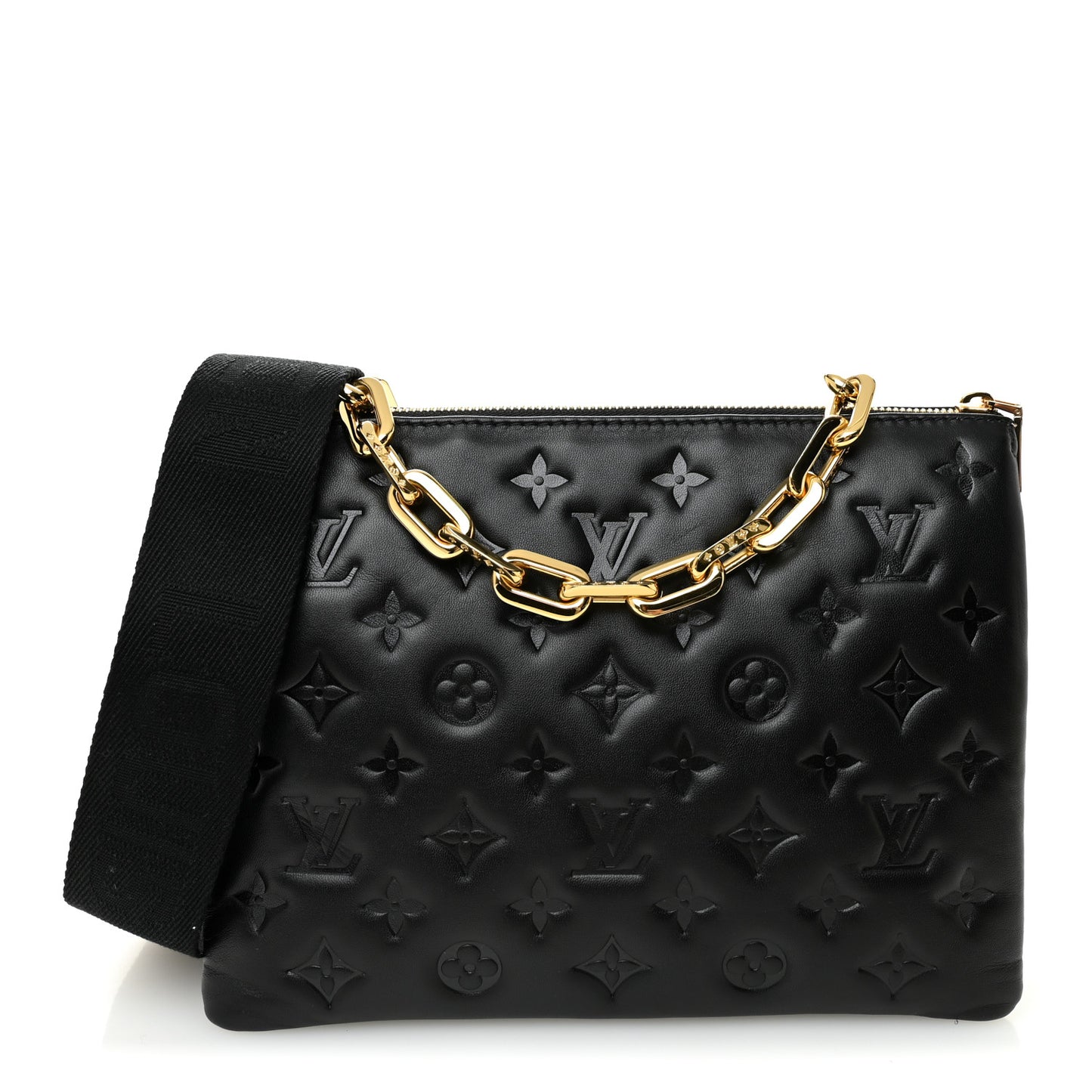 Lambskin Embossed Monogram Coussin PM Black