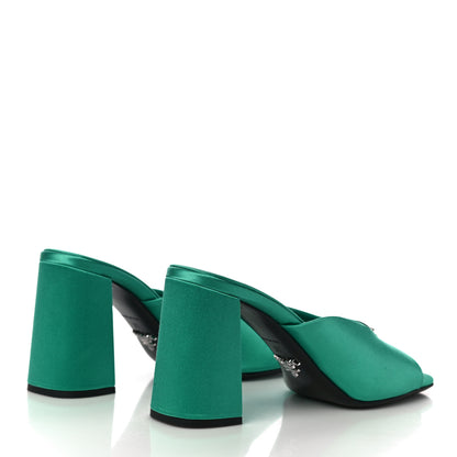 Prada Satin Metal Triangle Logo 85mm Slide Sandals 37 Assenzio 3 of 11