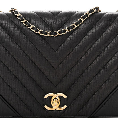 Chanel Grained Calfskin Chevron Quilted Medium Statement Flap Black 8 of 10