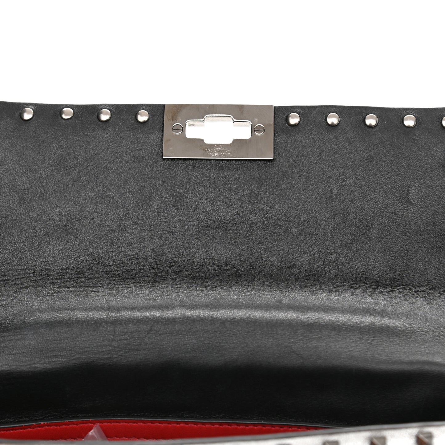 Metallic Lambskin Medium Star Rockstud Spike Shoulder Bag Silver