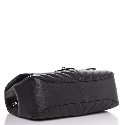 Chanel Caviar Chevron Quilted Large Puffy CC Flap Black 4 of 7