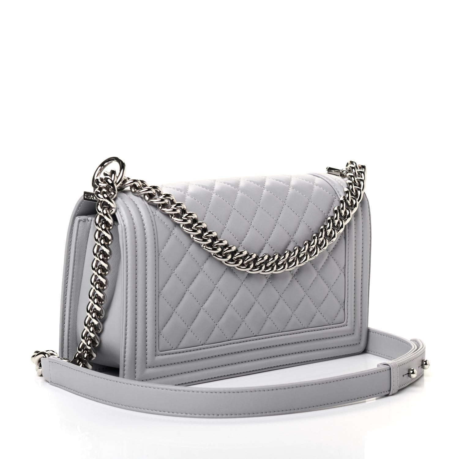 Chanel Lambskin Quilted Medium Boy Flap Grey 2 of 4