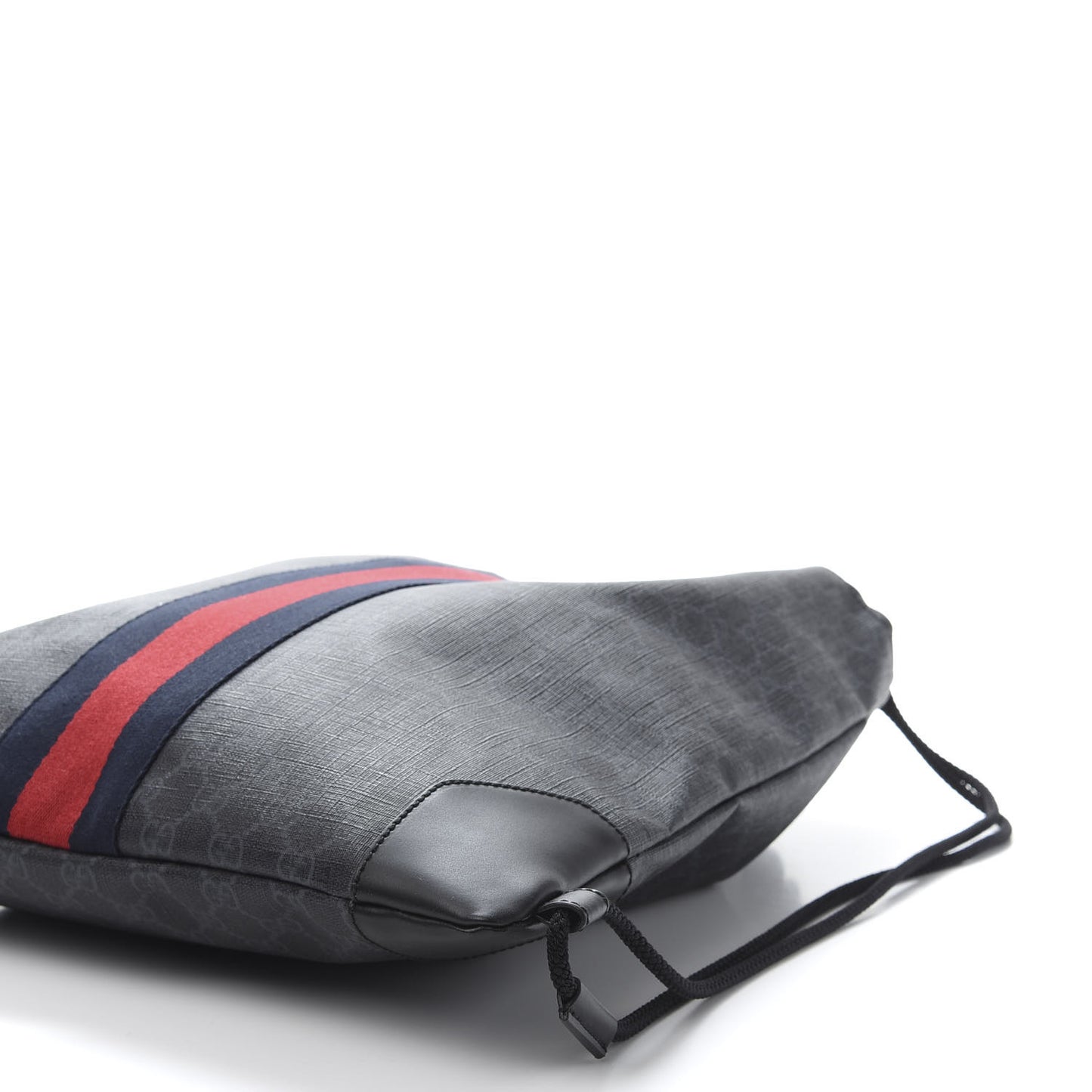 Soft GG Supreme Monogram Appia Calfskin Web Drawstring Backpack Black