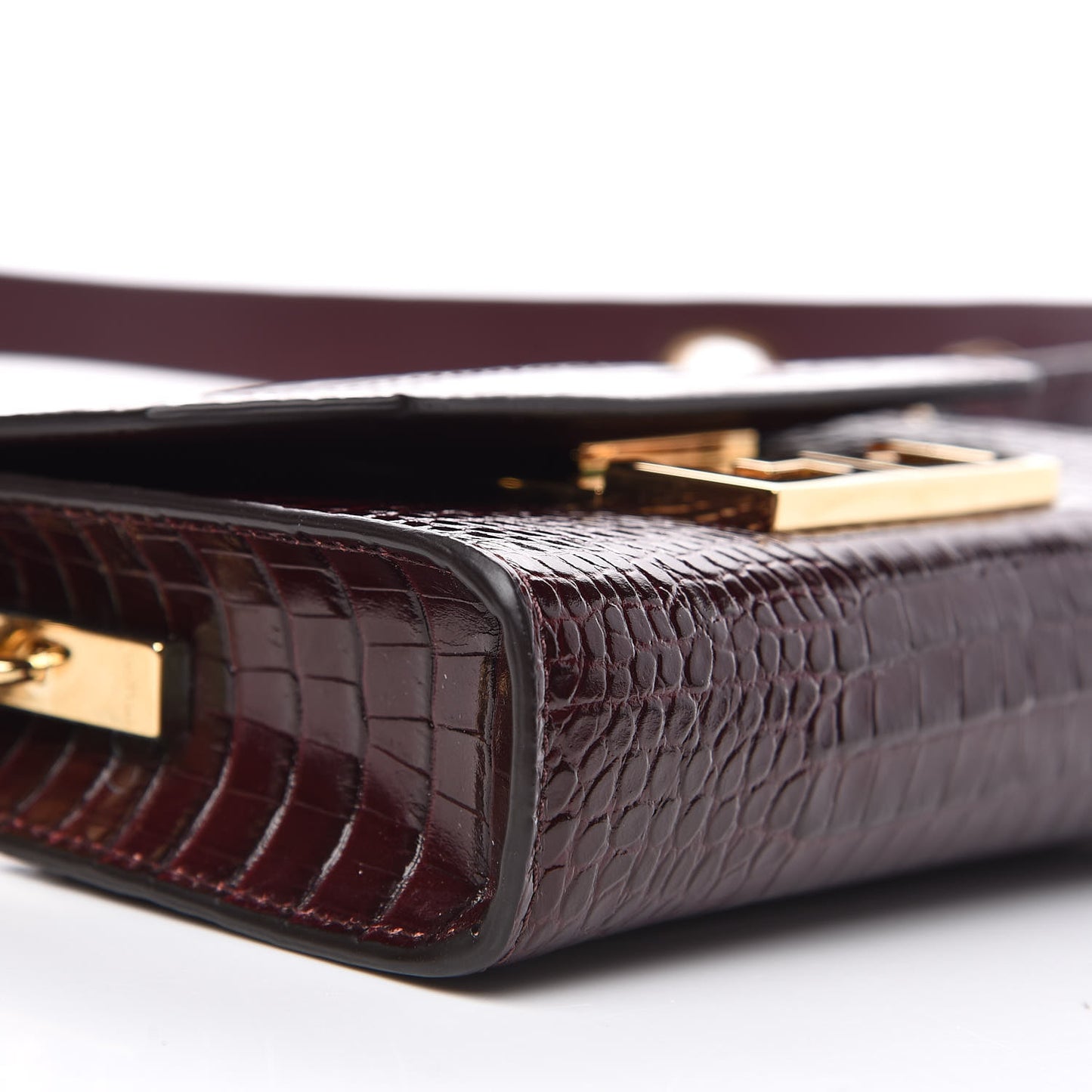 Calfskin Crocodile Embossed Eden Belt Bag Eggplant