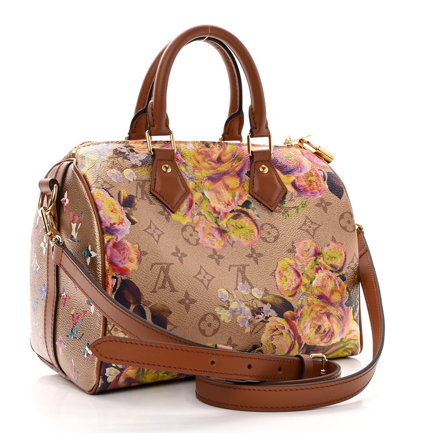 Metallic Monogram LV Garden Speedy Bandouliere 25 Gold