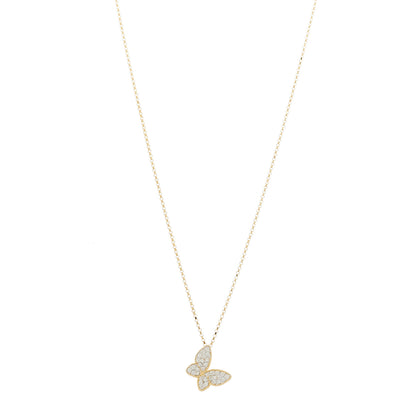 Roberto Coin 18K Yellow Gold Diamond Princess Butterfly Pendant Necklace 1 of 6