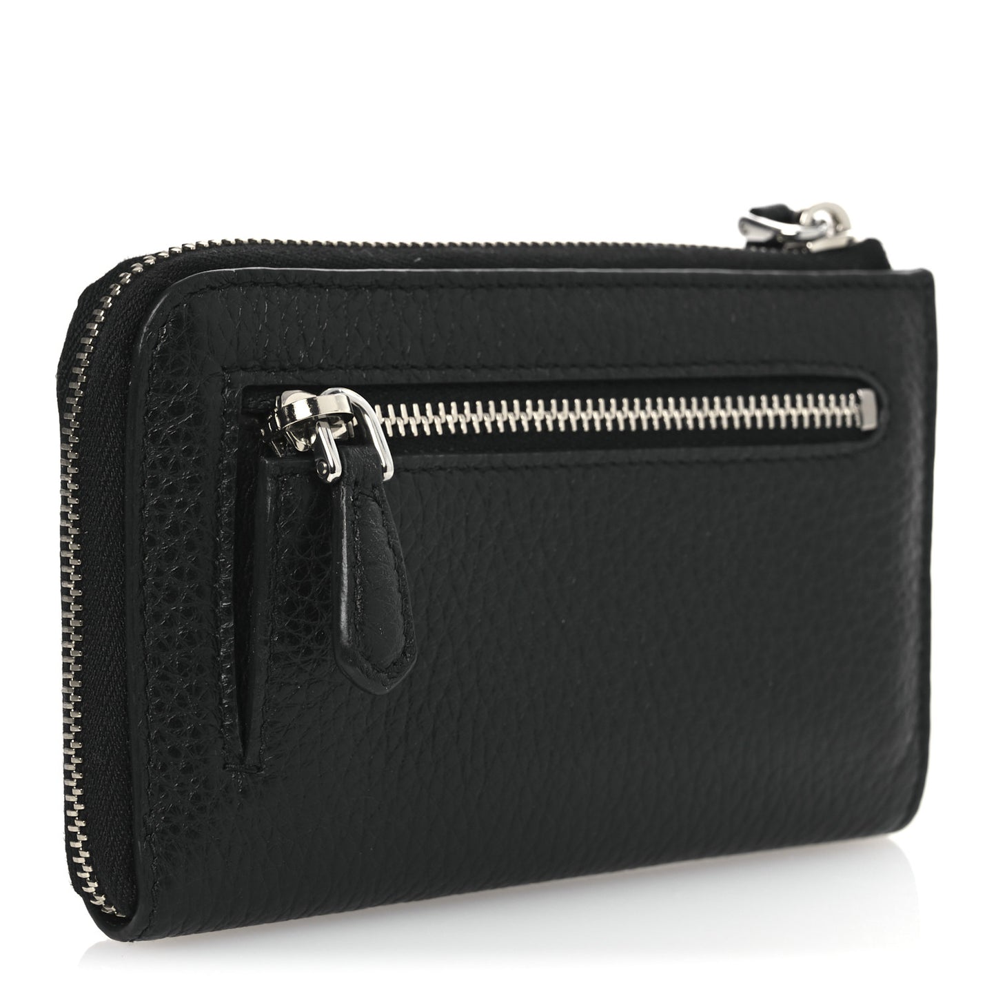Vitello Daino Stitch Triangle Zip Around Keychain Black