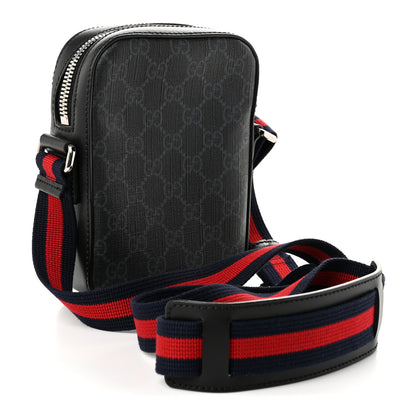 Gucci GG Supreme Monogram Appia Calfskin Web Small Camera Messenger Bag Black Grey 3 of 11