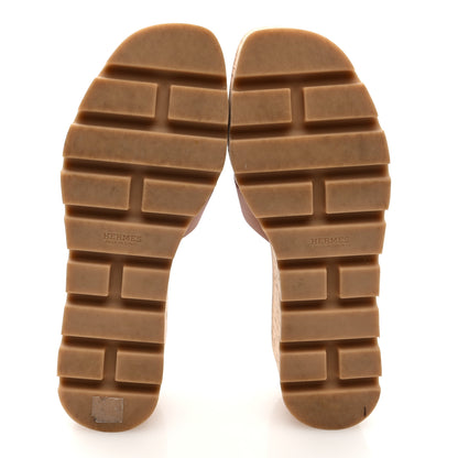 Hermes Calfskin Cork Eze 30 Sandals 37 Marron Glaise 6 of 7