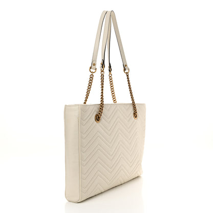 Gucci Vintage Calfskin Matelasse Medium GG Marmont Slim Tote White 3 of 11