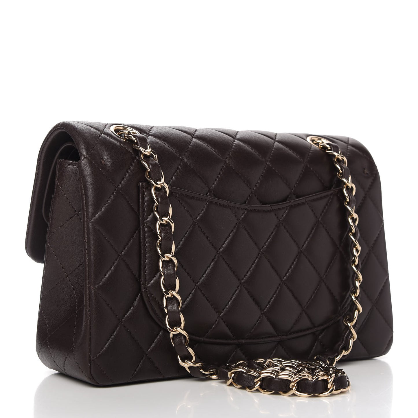 Lambskin Quilted Small Double Flap Brown