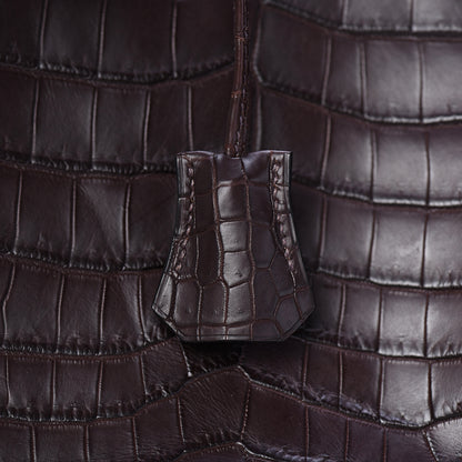 Hermes Matte Crocodile Birkin 35 Chocolate 25 of 37
