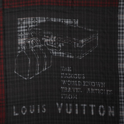 Louis Vuitton Mens Fleece Wool Silk Trunks Shawl Gris Rouge 1 of 5