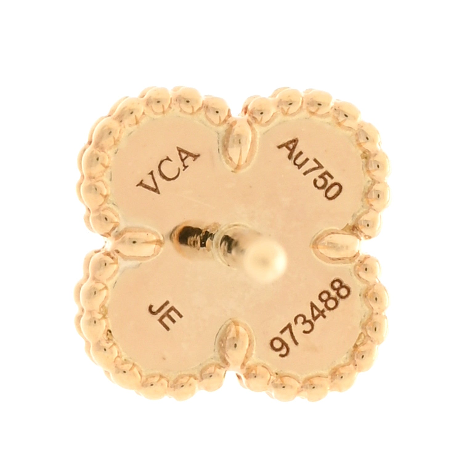 Van Cleef & Arpels 18K Yellow Gold Mother of Pearl Sweet Alhambra Earrings 4 of 4