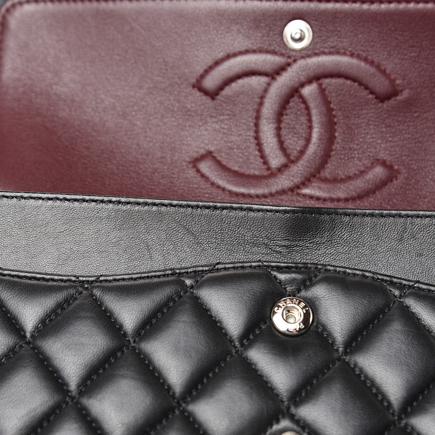 Lambskin Quilted Medium Double Flap Black
