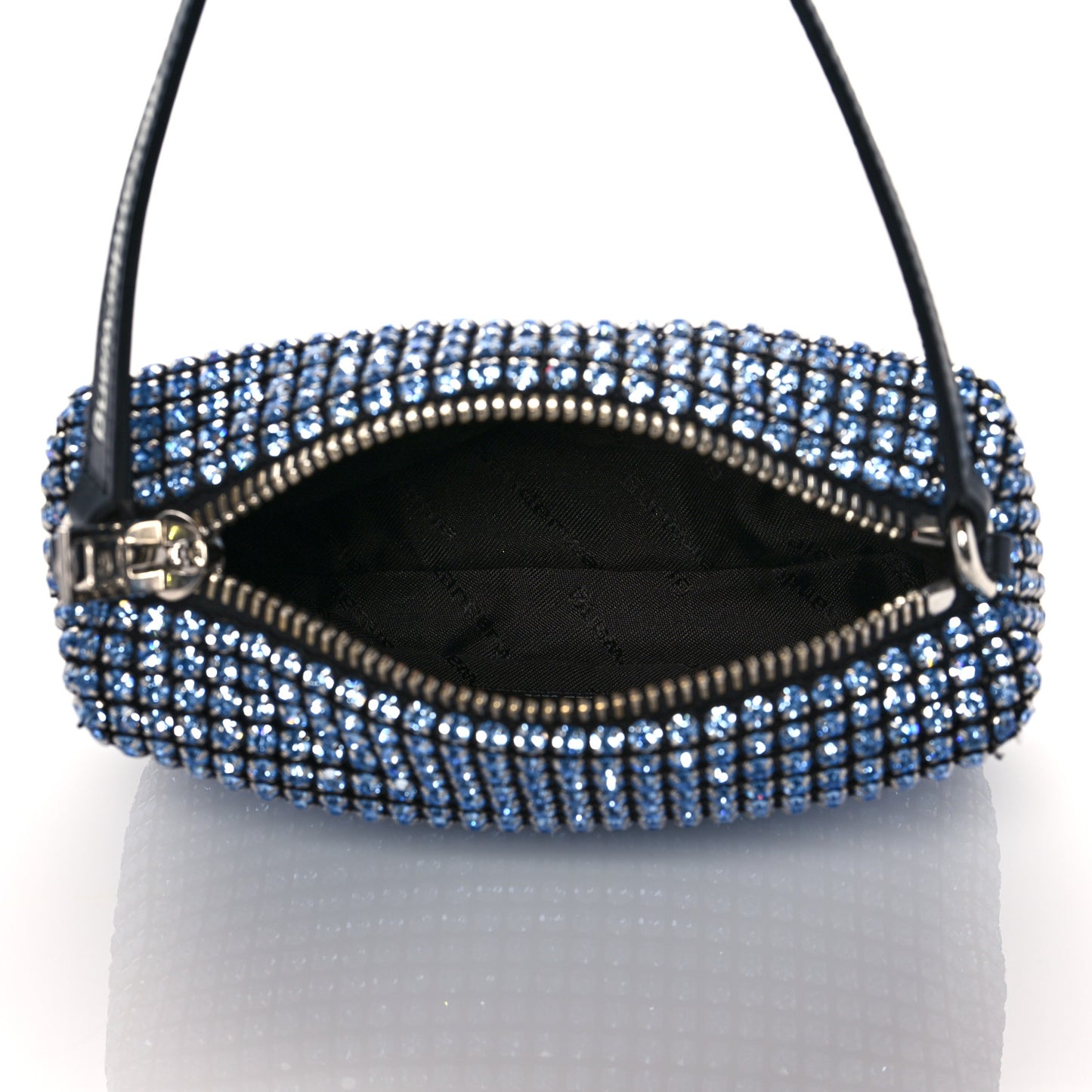 Mesh Crystal Rhinestone Mini Heiress Pouch Navy