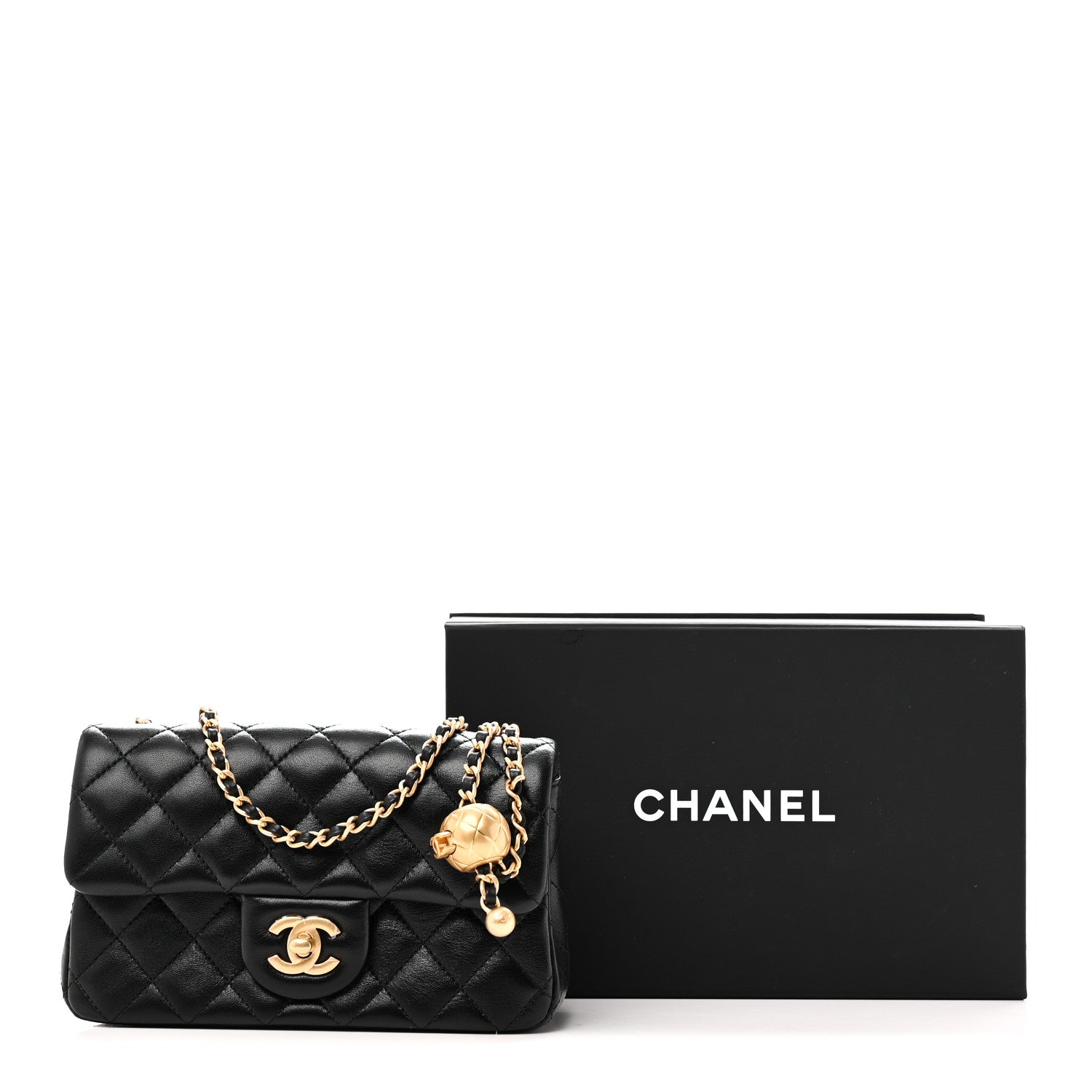 Chanel Lambskin Quilted Mini Rectangular Pearl Crush Flap Black
