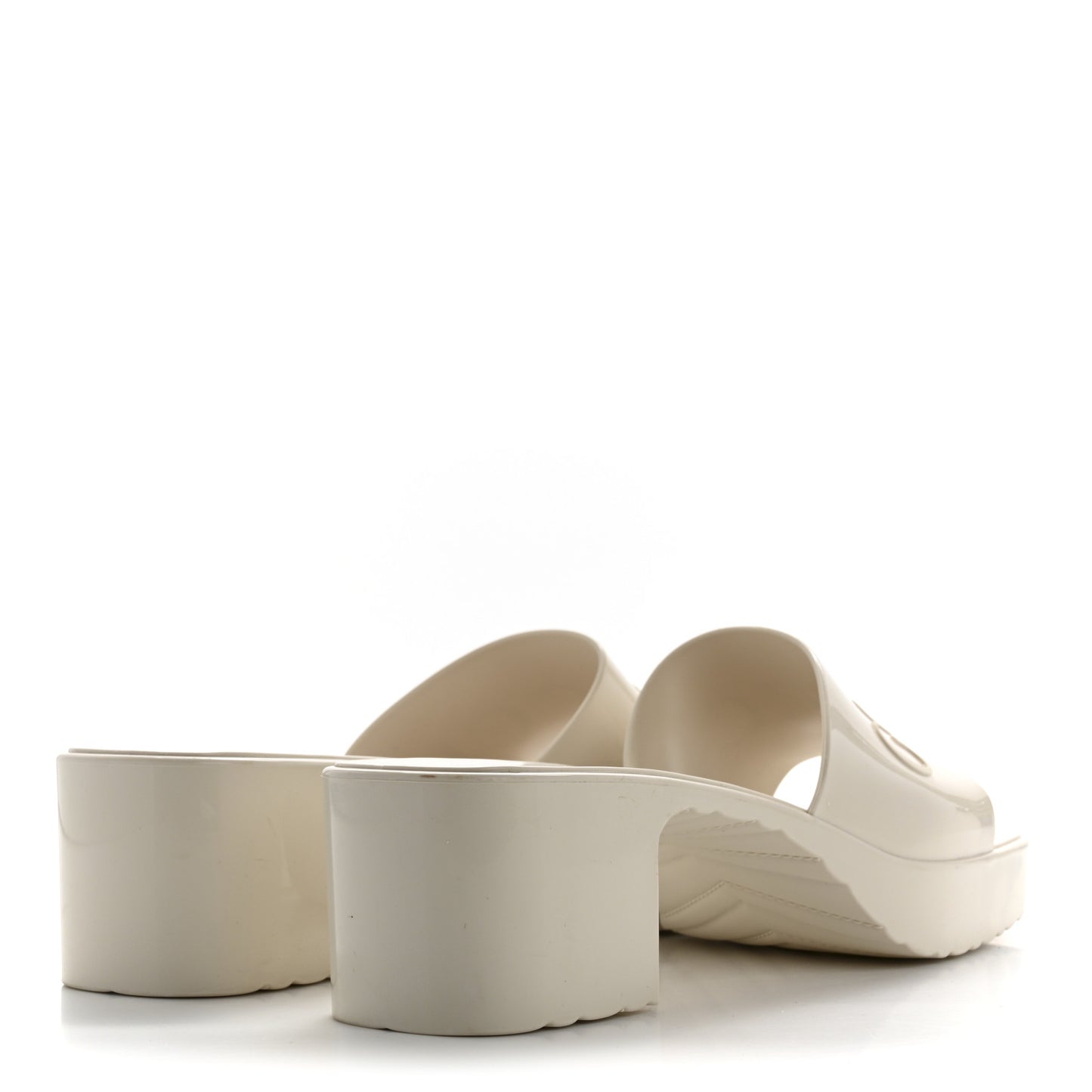 Rubber Gucci Logo Womens Platform 20/60mm Slide Sandals 38 Mystic White
