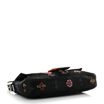 Fendi Calf Hair Beaded Baguette Black Multicolor 4 of 11