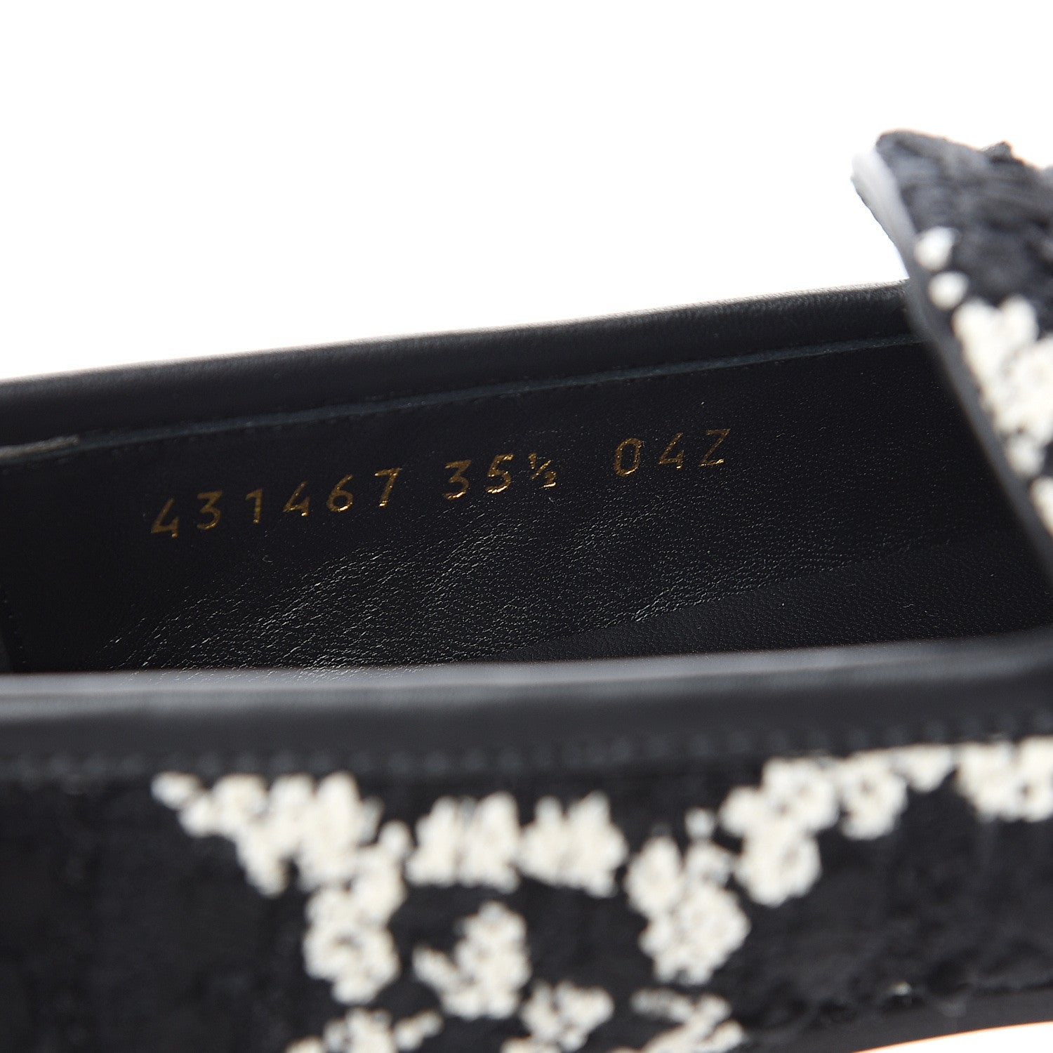 Gucci Tweed GG Monogram Horsebit Womens Jordaan Loafers 35.5 Black Natural 8 of 9