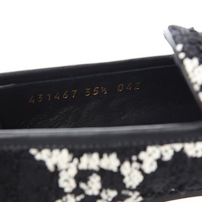 Gucci Tweed GG Monogram Horsebit Womens Jordaan Loafers 35.5 Black Natural 8 of 9