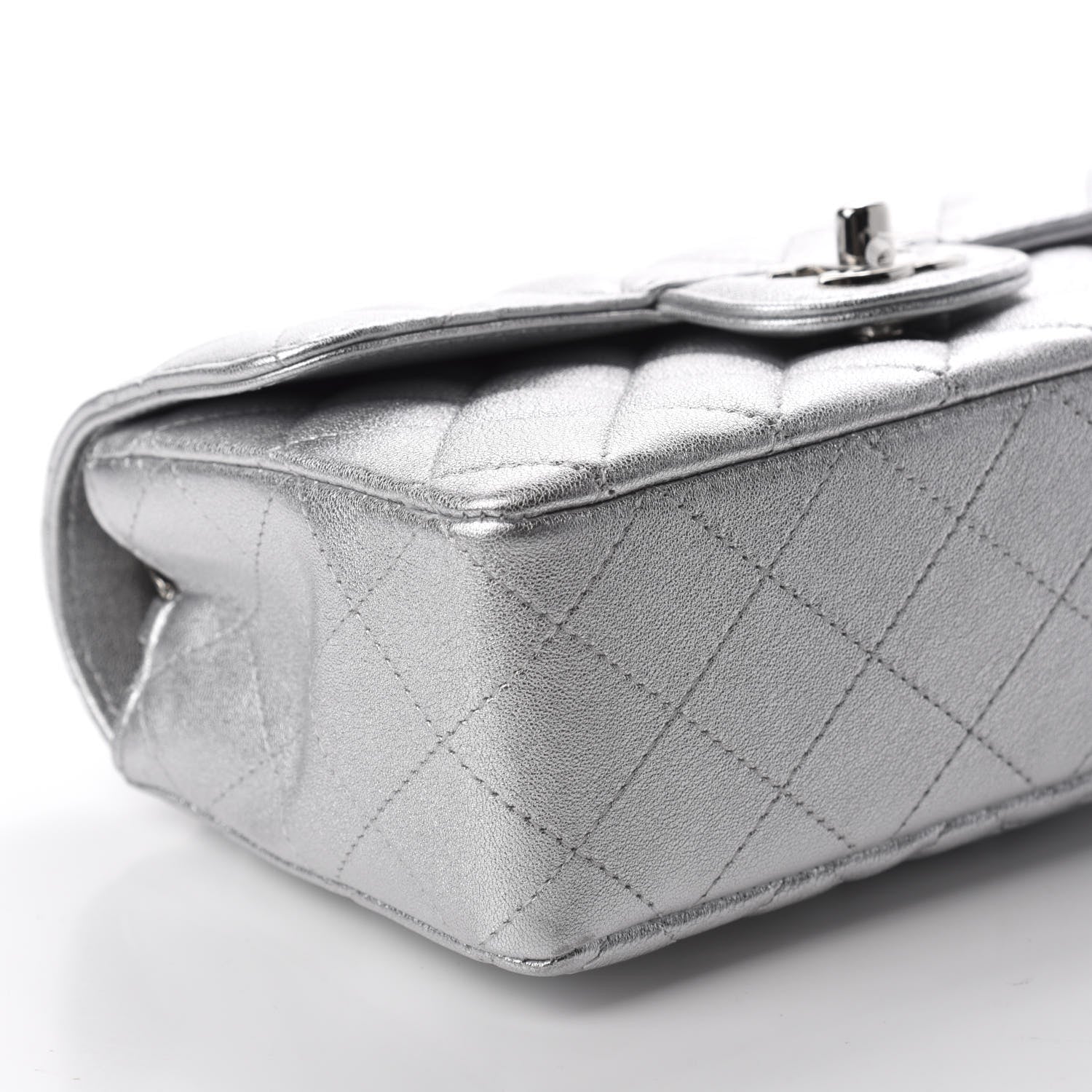 Chanel Metallic Lambskin Quilted Mini Rectangular Flap Silver 6 of 11