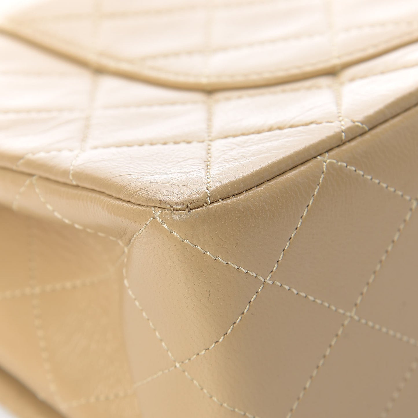 Lambskin Quilted Medium Double Flap Beige