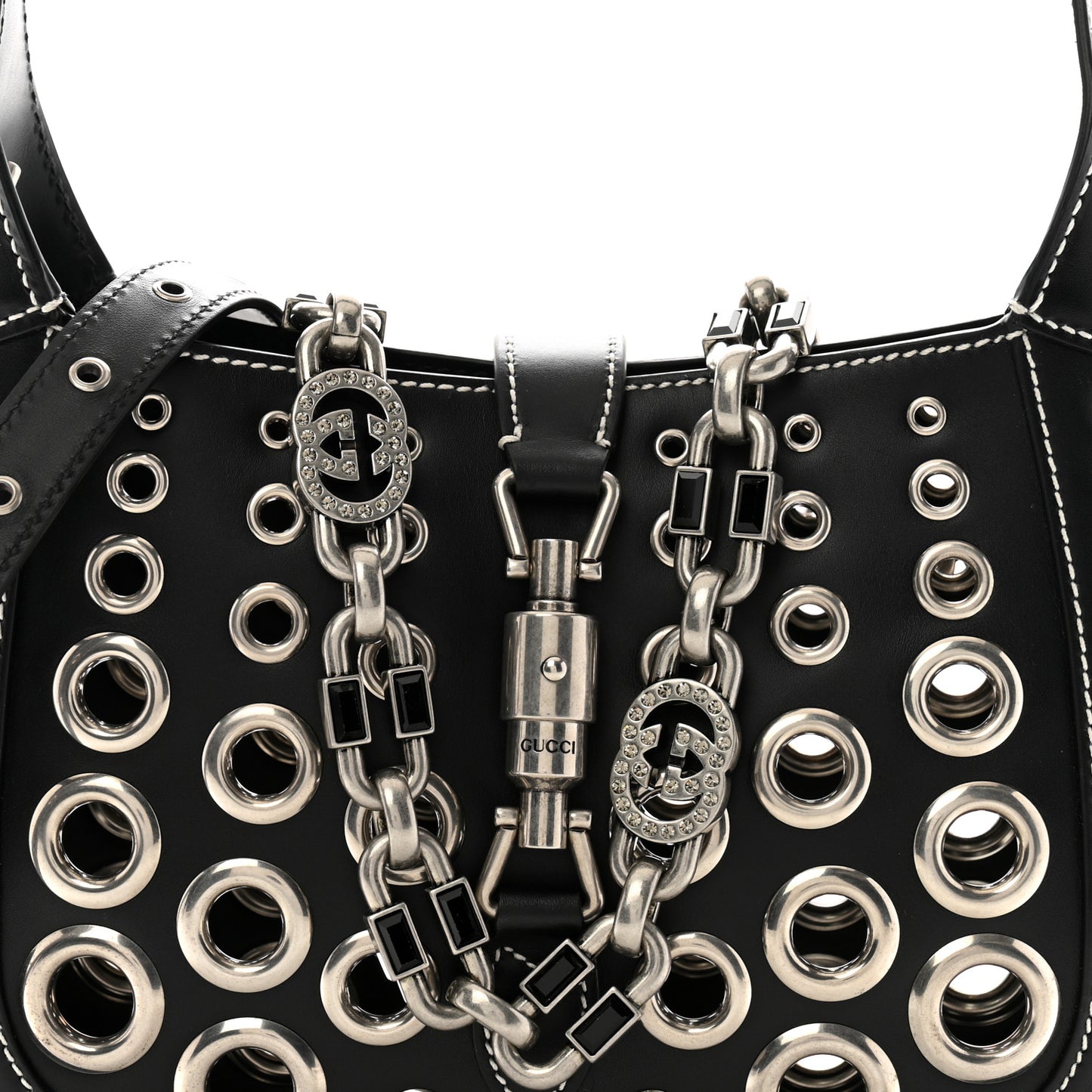 Calfskin Ha Ha Ha Jackie 1961 Eyelet Hobo Black