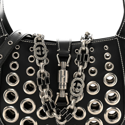 Gucci Calfskin Ha Ha Ha Jackie 1961 Eyelet Hobo Black 7 of 9
