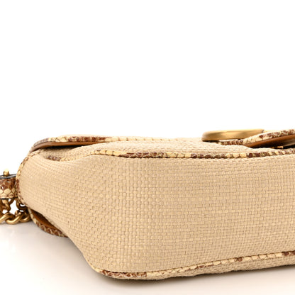 Gucci Raffia Elaphe Matelasse Small GG Marmont Shoulder Bag Natural Cream Brown 9 of 10