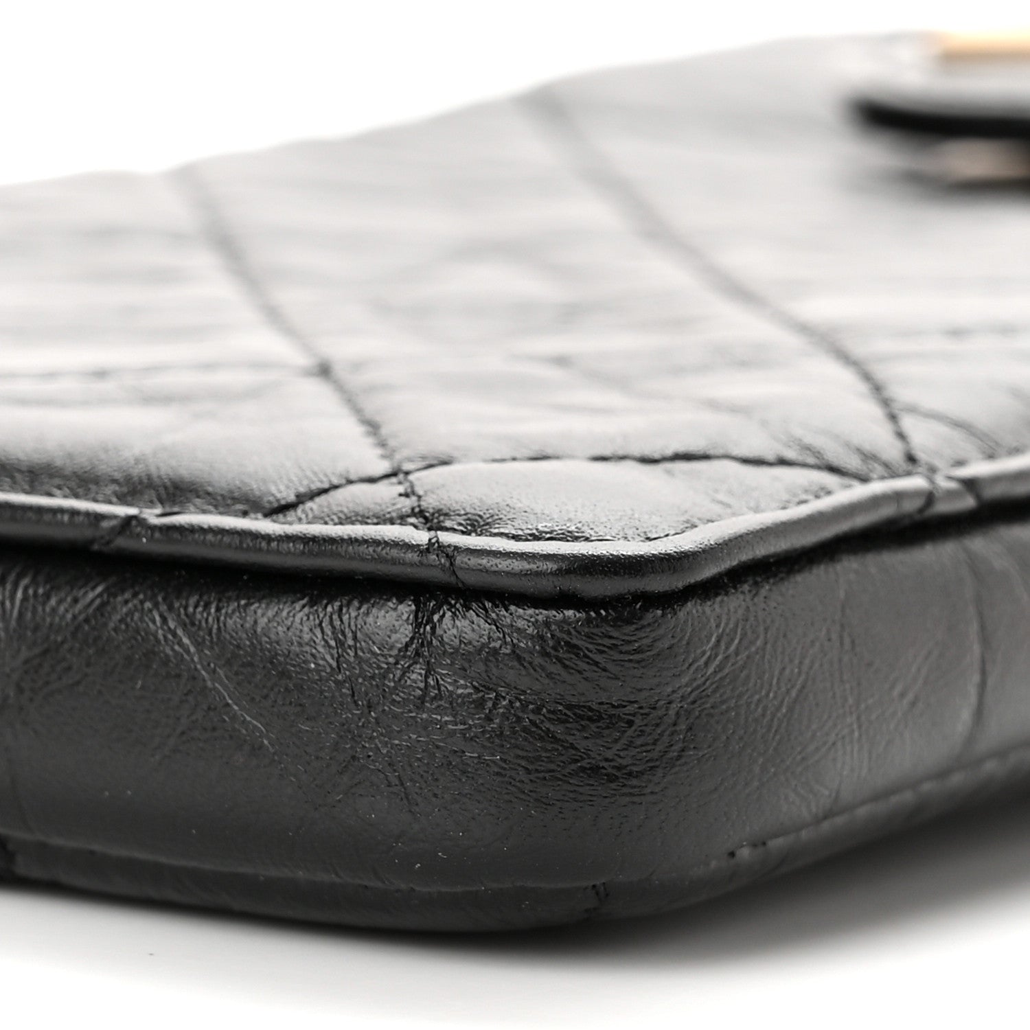 Chanel Aged Calfskin Quilted 2.55 Reissue Phone Holder With Chain Black 11 of 12