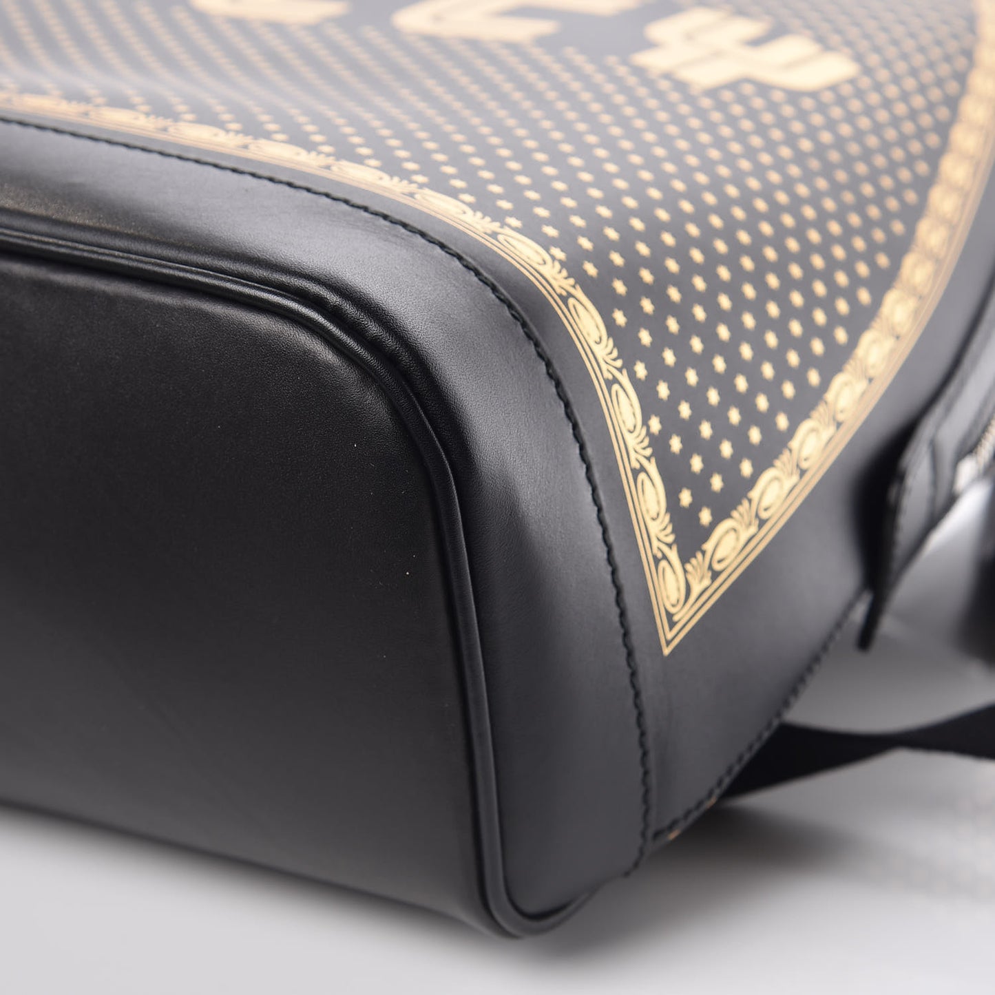 X SEGA Calfskin GUCCY Stars Dome Backpack Black Gold