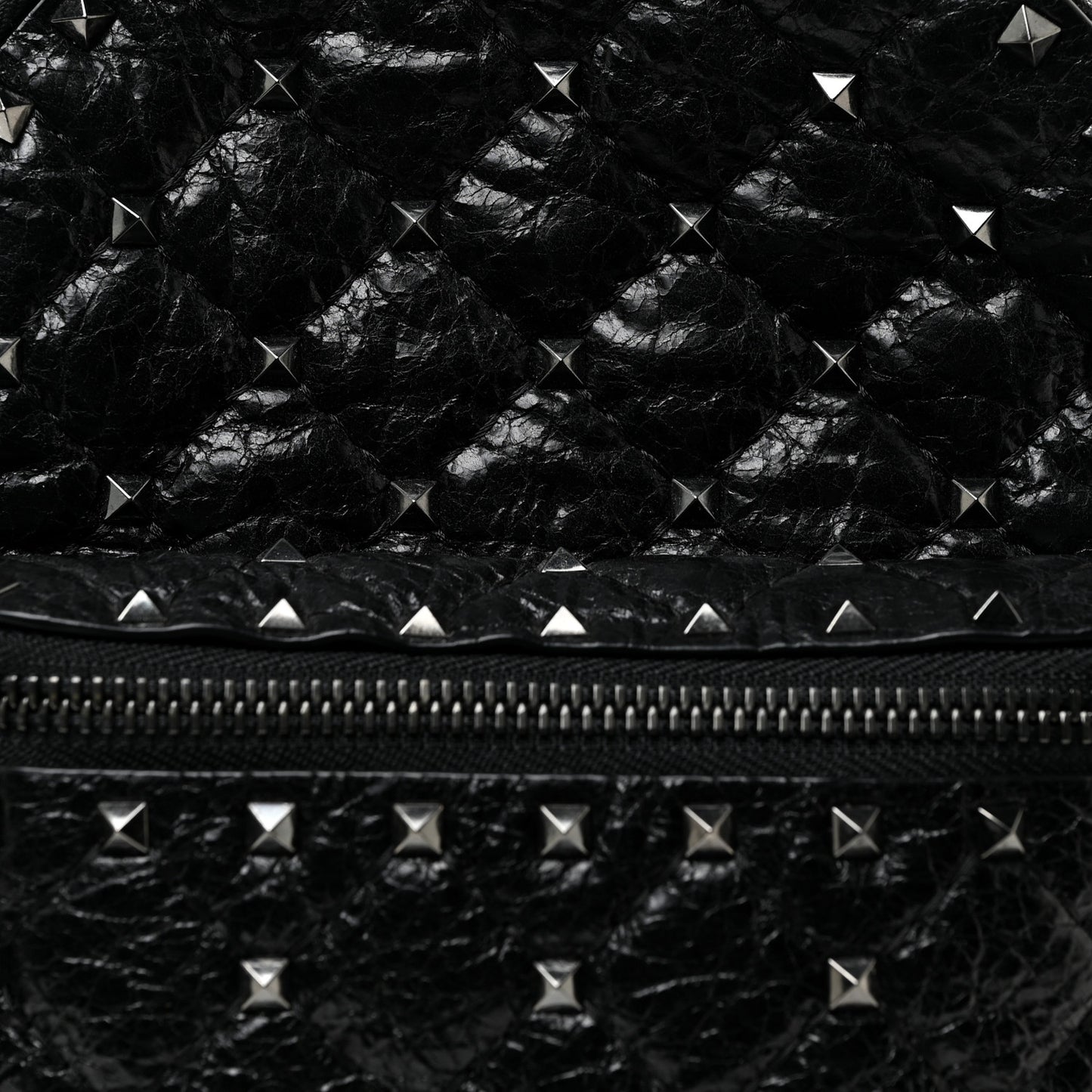 Craquele Nappa Quilted Mini Rockstud Spike Backpack Black