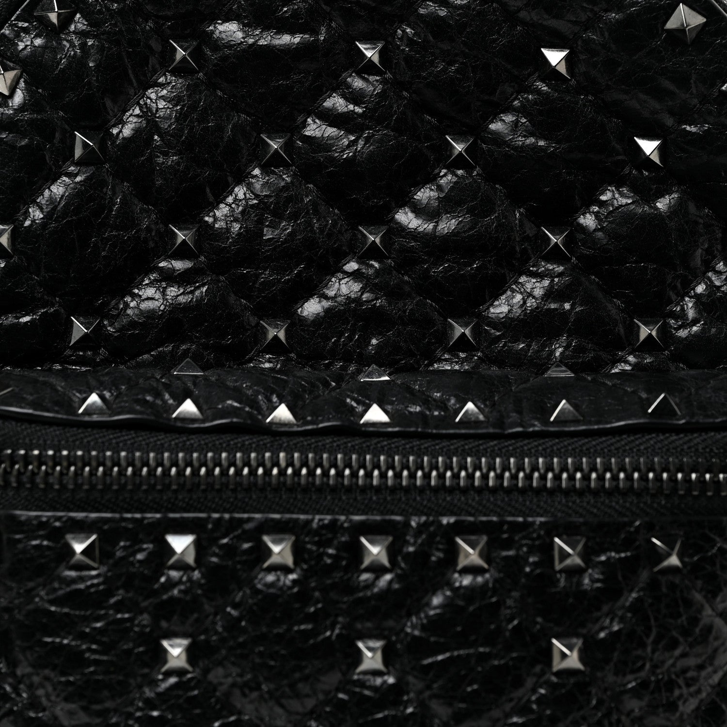 Valentino Garavani Craquele Nappa Quilted Mini Rockstud Spike Backpack Black 7 of 9