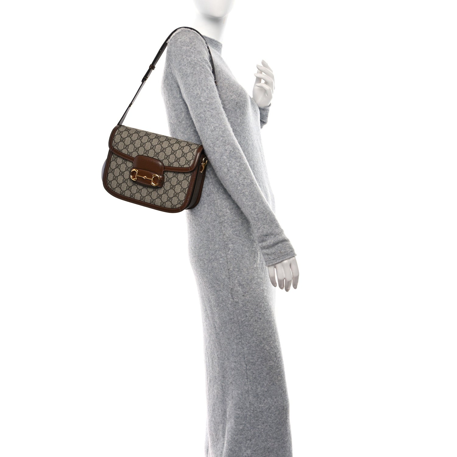 Gucci GG Supreme Monogram Horsebit 1955 Shoulder Bag Beige Brown Sugar 2 of 8
