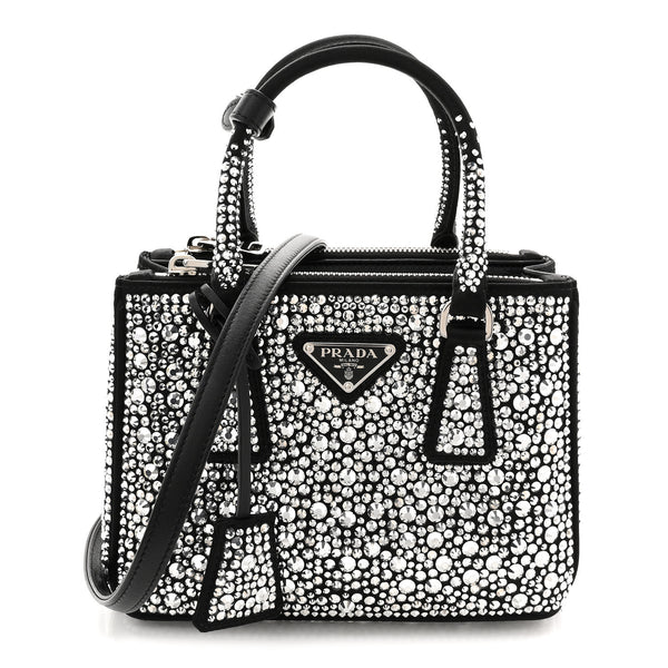 PR⭐︎SDVTP-002 Prada Satin Crystal Mini Galleria Double Zip Tote Metal 1871195