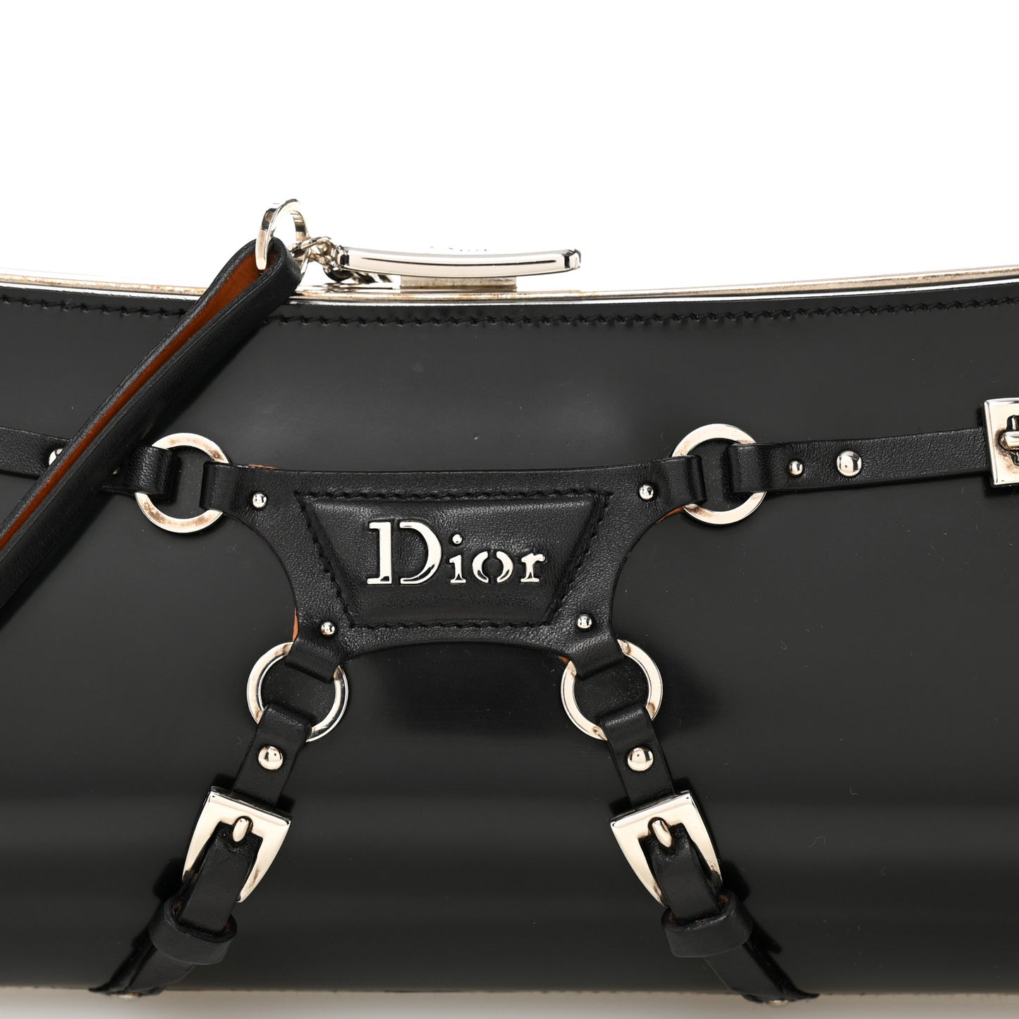 Glazed Calfskin Bondage Clutch Black