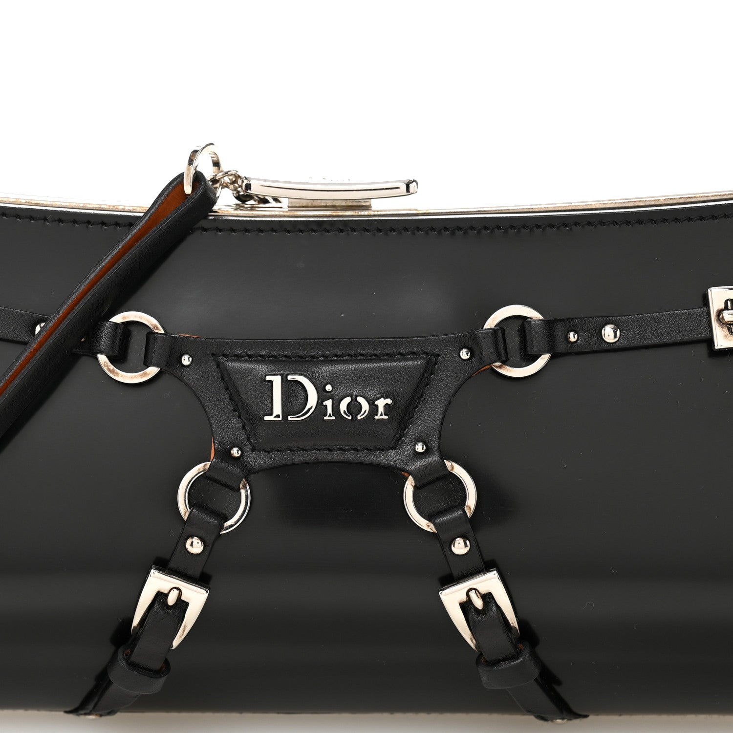 Christian Dior Glazed Calfskin Bondage Clutch Black 8 of 10
