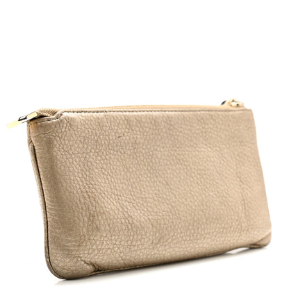 Gucci Metallic Pebbled Calfskin Soho Wristlet Golden Beige 2 of 8