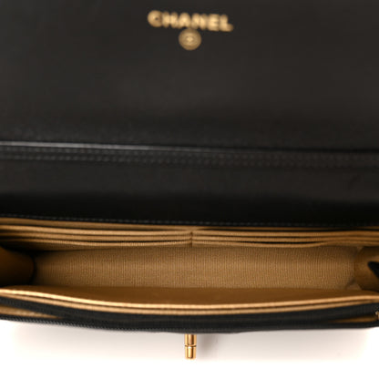 Chanel Lambskin Quilted CC Pearl Crush Wallet on Chain WOC Black 5 of 11